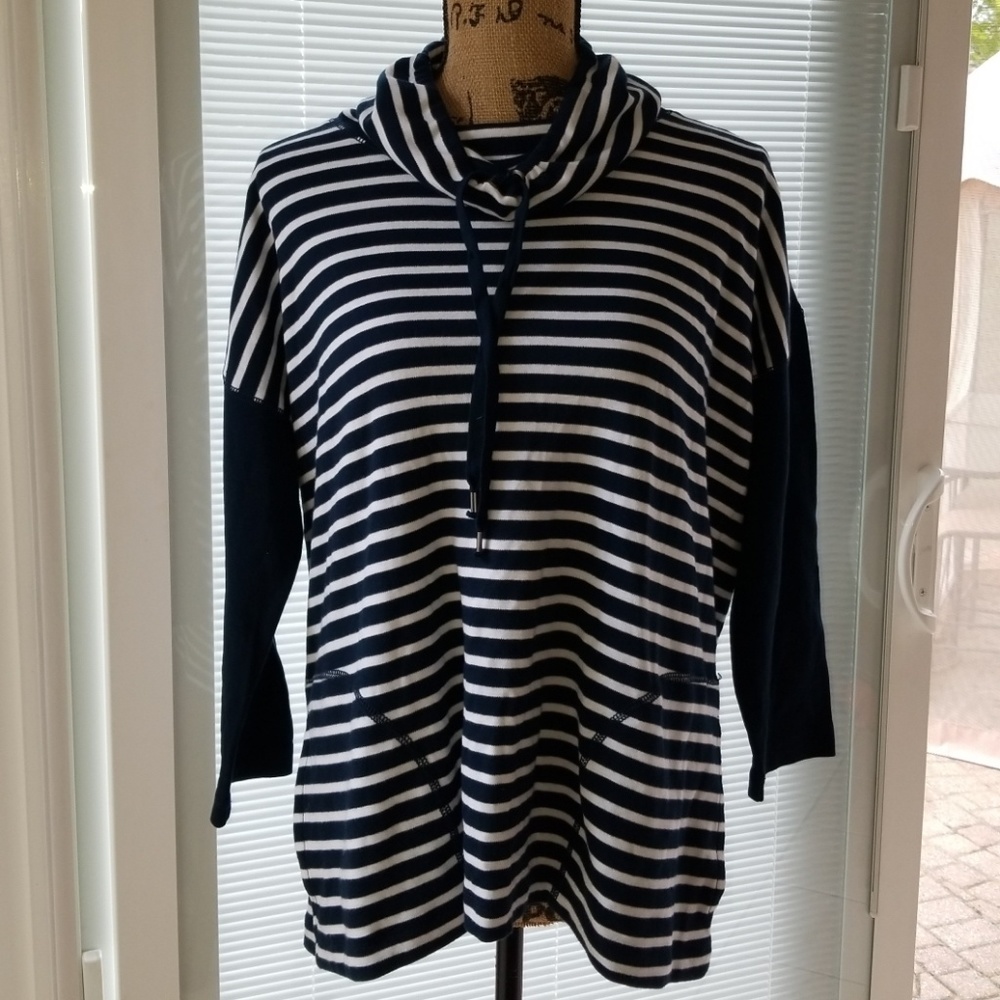 Striped cowl neck shirt